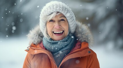 Fototapeta premium Older woman portrait in winter