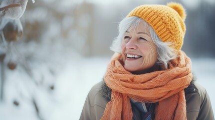 Older woman portrait in winter - Powered by Adobe