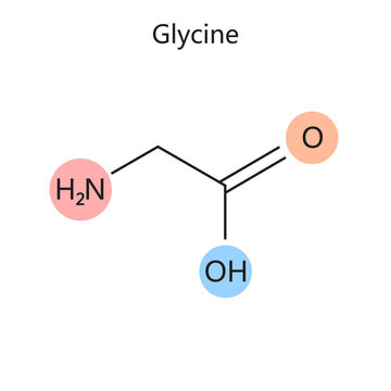 Chemical organic formula of Glycine diagram schematic raster illustration. Medical science educational illustration