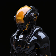 Robot Portrait Head Exoskeleton Droid Futuristic Bot Machine Space Heavy Battle Cyberpunk Humanoid Apocalypse Generative AI