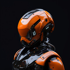 Robot Portrait Head Exoskeleton Droid Futuristic Bot Machine Space Heavy Battle Cyberpunk Humanoid Apocalypse Generative AI - obrazy, fototapety, plakaty