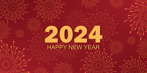 Obraz na płótnie Canvas 2024 Happy New Year Background with Fireworks
