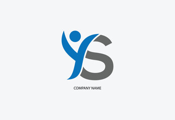 Human with letter S logo design concept template