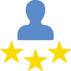 Vector design of feedback stars and people icon for reviews on a white background