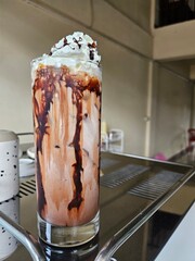Ice mocha or chaco with wipe cream for coffee shop