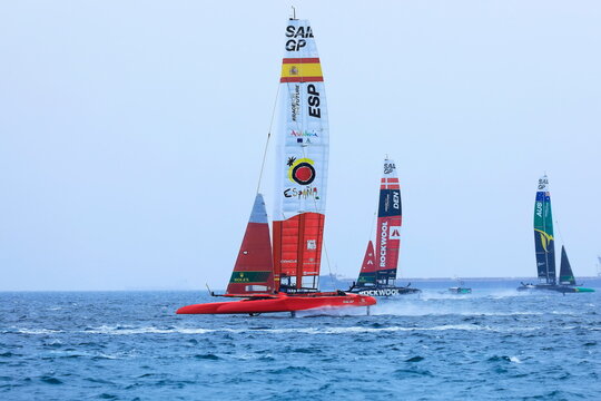 Gara del campionato del mondo SailGp tenutasi a Taranto il 23 settembre 2023 con catamarani volanti F50