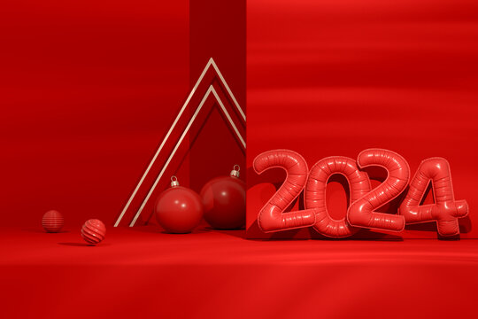 Christmas Concept, New Year 2024, 3D