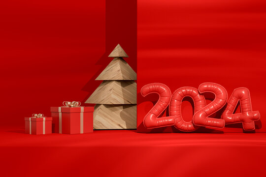 Christmas Concept, New Year 2024, 3D