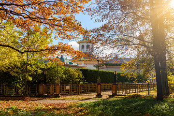 Chinese village in Alexander park in autumn, Pushkin (Tsarskoe Selo), Saint Petersburg, Russia