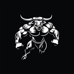 bull fitness mascot logo design vector