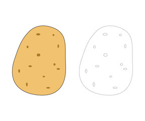 Potato. Coloring page or coloring book for children, Potato vector illustration. Isolated white background.