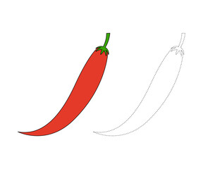 Chilli. Coloring page or coloring book for children, Chilli vector illustration. Isolated white background.