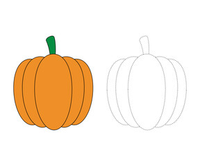 Pumpkin. Coloring page or coloring book for children, Pumpkin vector illustration. Isolated white background.