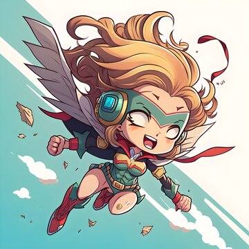 female superhero chibi flying wallpaper 