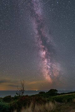 Breathtaking long exposure nighttime scene of the Milky Way and starry sky from Fairlight