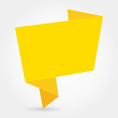 Yellow banner in speech bubble style, isolated on a white, blank background