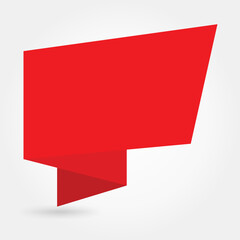 Red banner in speech bubble style, isolated on a white, blank background