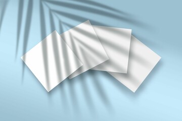 Illustration of shadows of plants on a background with blank abstract frames with copy space