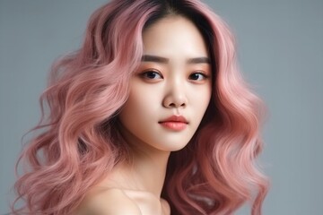 Fototapeta premium Young asian beauty woman, korean makeup style. Generative Ai