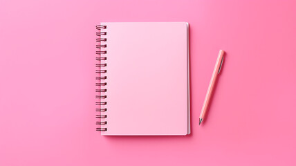 A notebooks on pink background. - obrazy, fototapety, plakaty