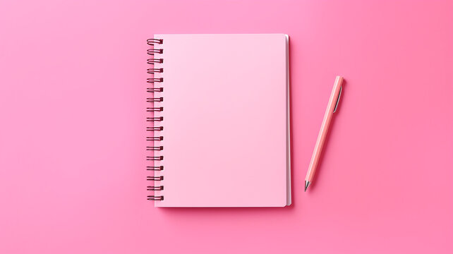 A notebooks on pink background.
