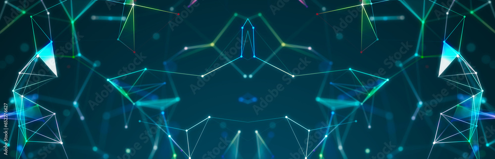 Poster polygonal background with dots and lines. network connection structure. science and technology. 3d