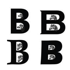 Initials Logo Design Alphabet Letter B Horse Logo Design Concept.