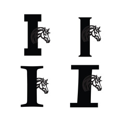 Initials Logo Design Alphabet Letter I Horse Logo Design Concept.