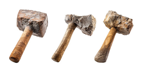 Stone Age Mallet, transparent background, isolated image, generative AI
