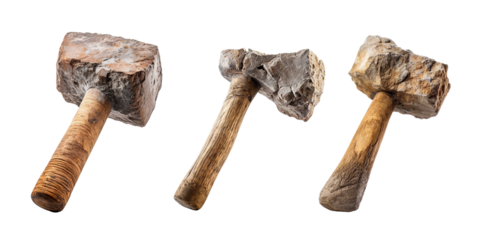 Stone Age Mallet, transparent background, isolated image, generative AI

