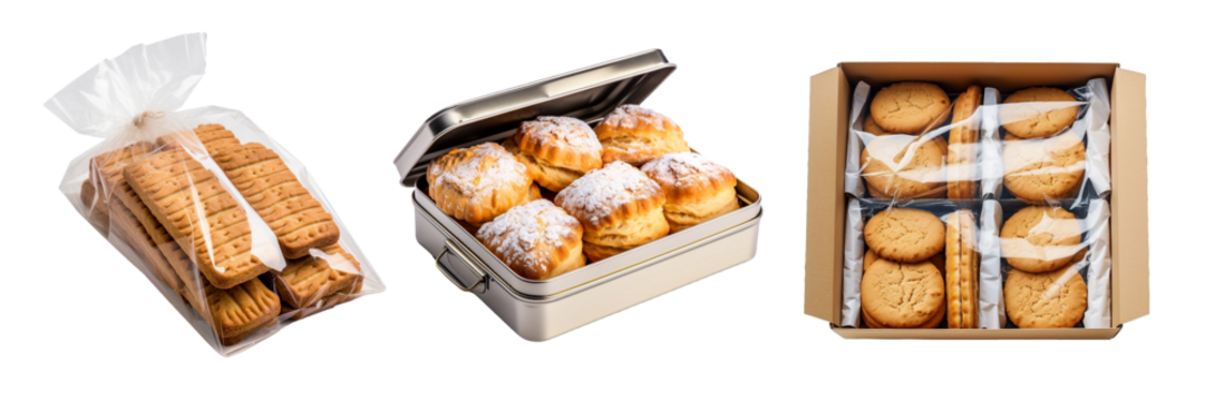 packaged Biscuits, transparent background, isolated image, generative AI
