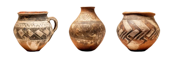 Foto op Canvas Neolithic Pottery Vessel, transparent background, isolated image, generative AI  © heriyusuf