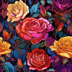 nouveau pop art roses pattern