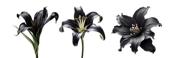 Black lily, transparent background, isolated image, generative AI
