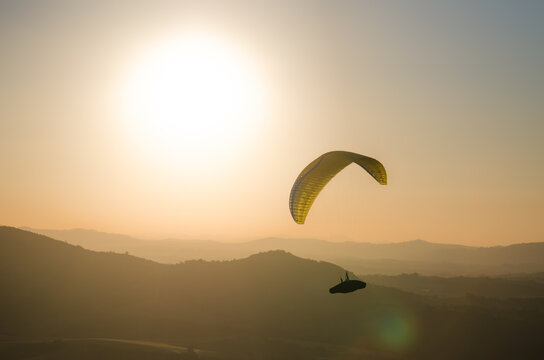 Scenic view of a paraglider in the air