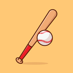 Baseball bat cartoon vector illustration sport equipment concept icon isolated