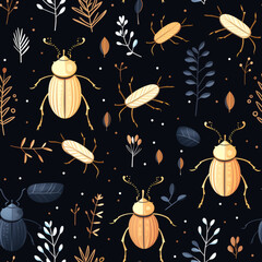 beetles and plants in the dark pattern