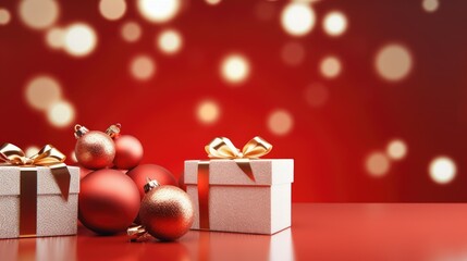 Christmas background with christmas gifts decoration - 3d rendering- generative AI