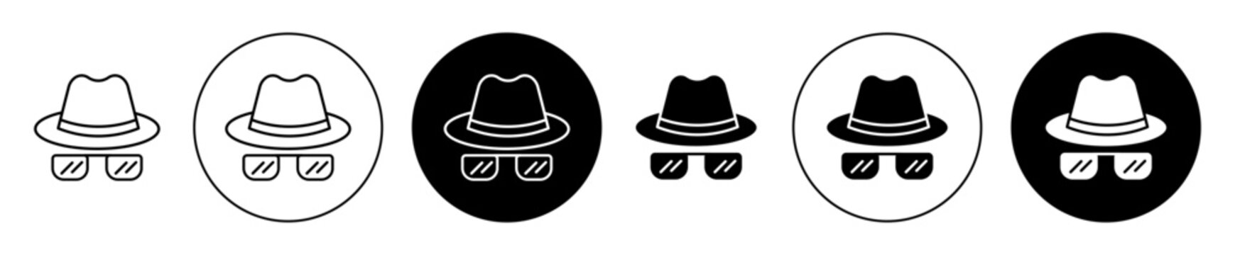 Spy icon set in black filled and outlined style. suitable for UI designs