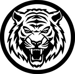 Tiger | Black and White Vector illustration