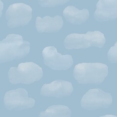 Seamless pattern with clouds, watercolor
