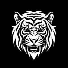 Tiger - Black and White Isolated Icon - Vector illustration