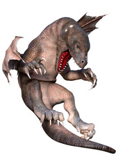 3D Rendering Fairy Tale Dragon on White