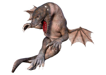 3D Rendering Fairy Tale Dragon on White