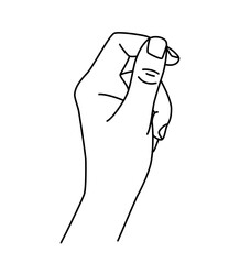 Hand drawn outline lineart hand doodle. Holding and giving gesture