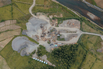 Large quarry site in Saint Bernard, Southern Leyte, showing the massive stone crushing operations