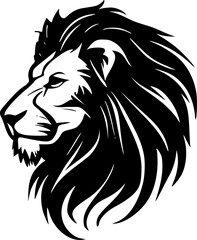 Fototapeta premium Lion - Black and White Isolated Icon - Vector illustration