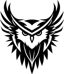 Fototapeta premium Owl - Black and White Isolated Icon - Vector illustration
