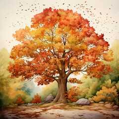 Baum im Herbst - Herbstlaub, orange, rot, gelb