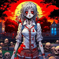 A girl in the image of a zombie,